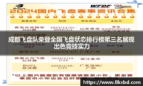成都飞盘队荣登全国飞盘状态排行榜第三名展现出色竞技实力